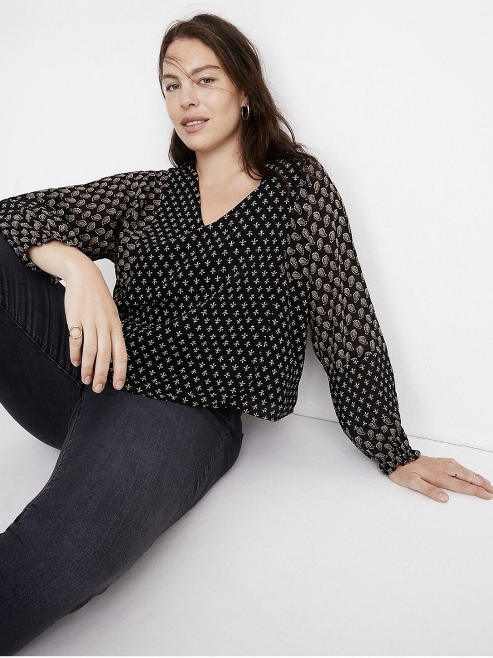EUC Madewell Sheer-Sleeve Blouse in Brushstroke Paisley Mix Print | Women’s 2X - Picture 4 of 16